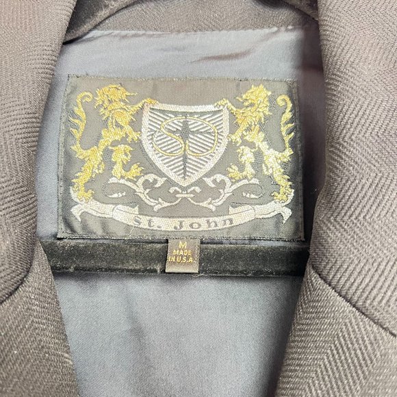 Vintage St. John Women's Size M Blazer Suit Jacket Long Line Sleeve Collared Sol - Picture 4 of 8